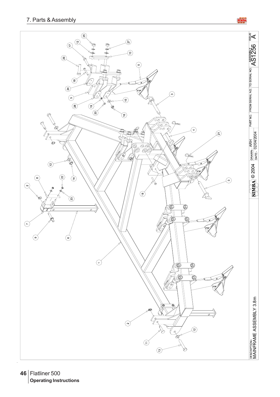 As 1256, Flatliner 500, 46 7. parts & assembly | Great Plains Flatliner 500 2005 Assembly Instructions User Manual | Page 14 / 88