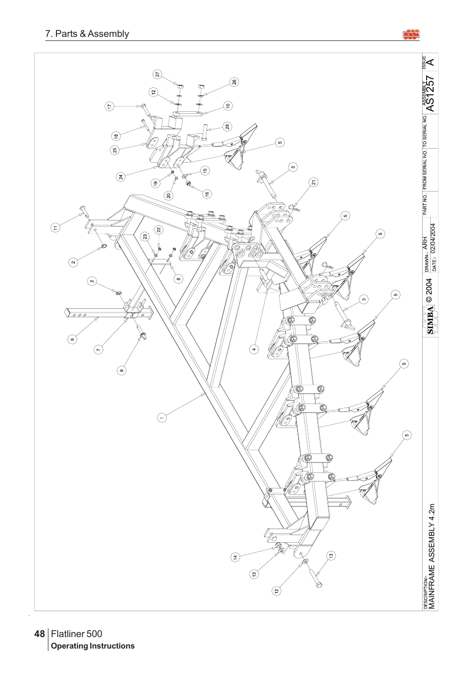 As 1 257, Flatliner 500, 48 7. parts & assembly | Great Plains Flatliner 500 2005 Assembly Instructions User Manual | Page 16 / 88