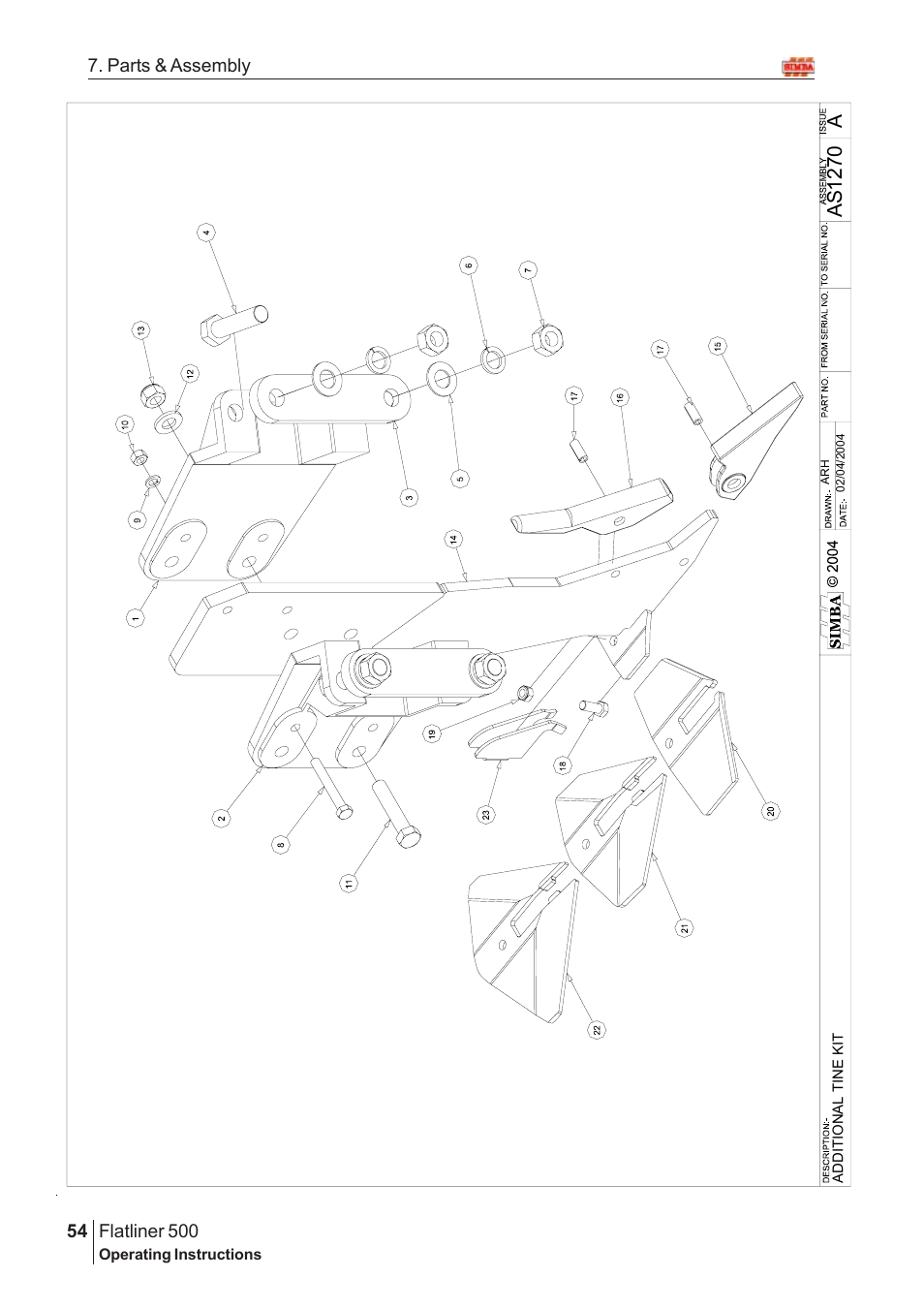 As 1 270, Flatliner 500, 54 7. parts & assembly | Great Plains Flatliner 500 2005 Assembly Instructions User Manual | Page 22 / 88
