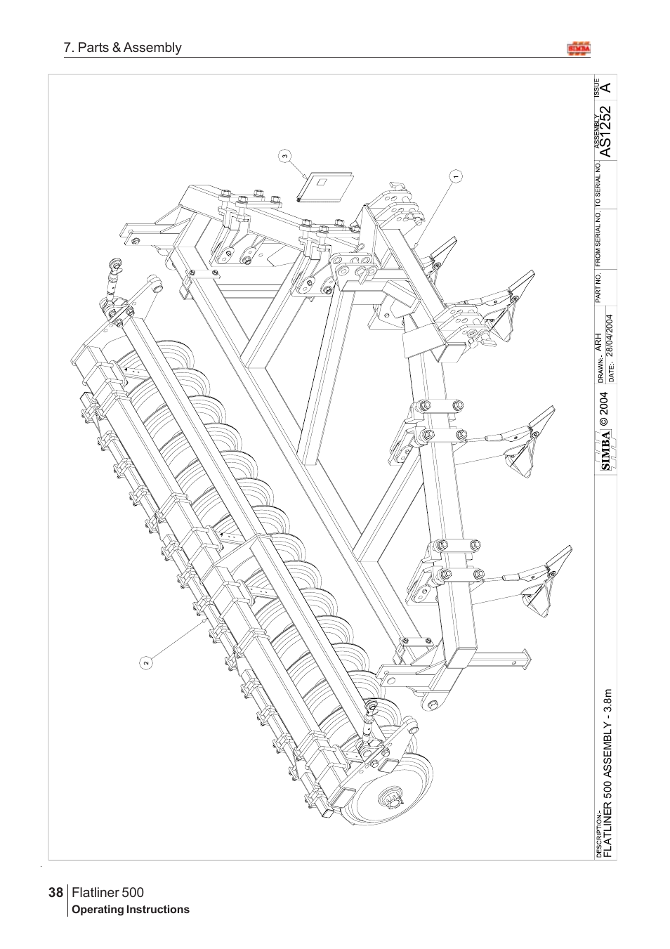 As 1 252, Flatliner 500, 38 7. parts & assembly | Great Plains Flatliner 500 2005 Assembly Instructions User Manual | Page 6 / 88