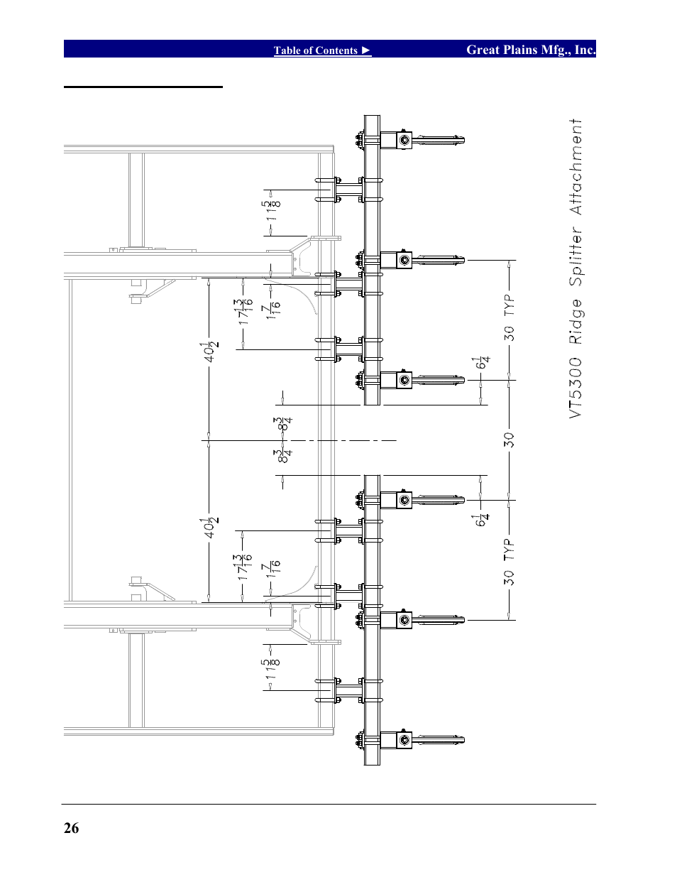 Section 6: machine layout, Vt5300 ridge splitter, Section 6 machine layouts | Great Plains VT7300 Operator Manual User Manual | Page 28 / 40