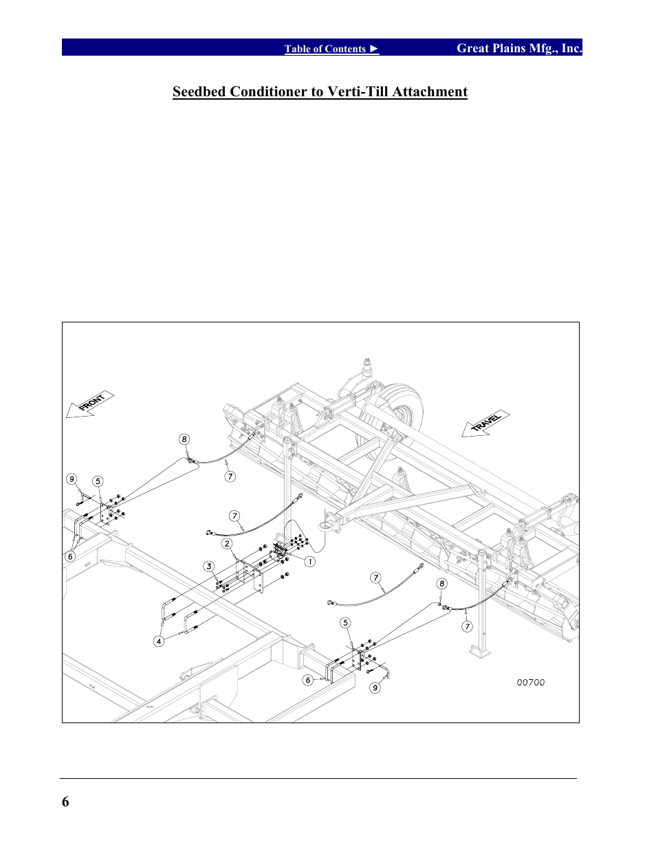 Ridge splitter and rolling harrow, Seedbed conditioner frame assembly, Seedbed conditioner to verti-till attachment | Great Plains VT7300 Operator Manual User Manual | Page 8 / 40