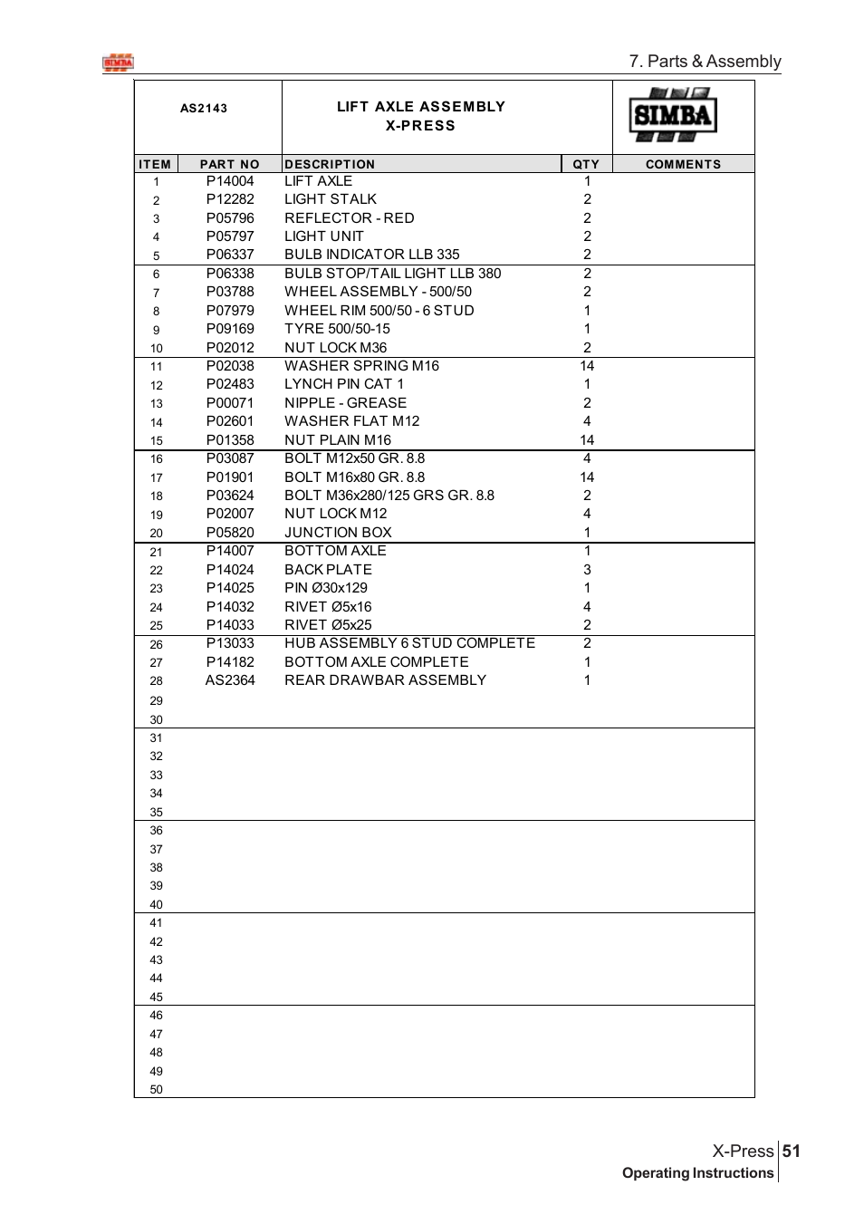 51 x-press, Parts & assembly | Great Plains AS2138 Assembly Instructions User Manual | Page 13 / 68