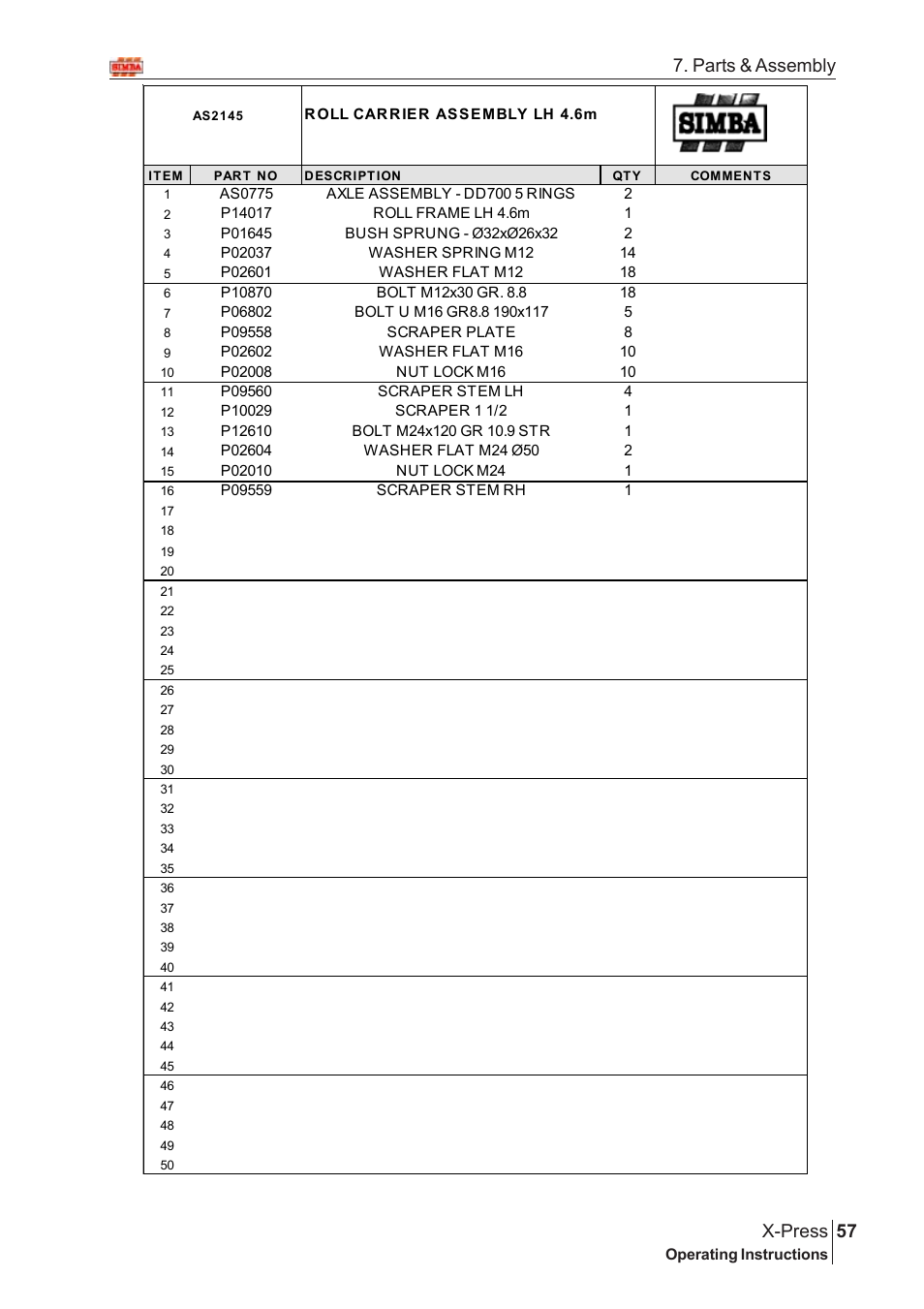 57 x-press, Parts & assembly | Great Plains AS2138 Assembly Instructions User Manual | Page 19 / 68