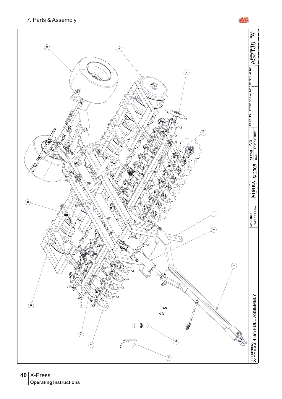 As 21 38, X-press, 40 7. parts & assembly | Great Plains AS2138 Assembly Instructions User Manual | Page 2 / 68