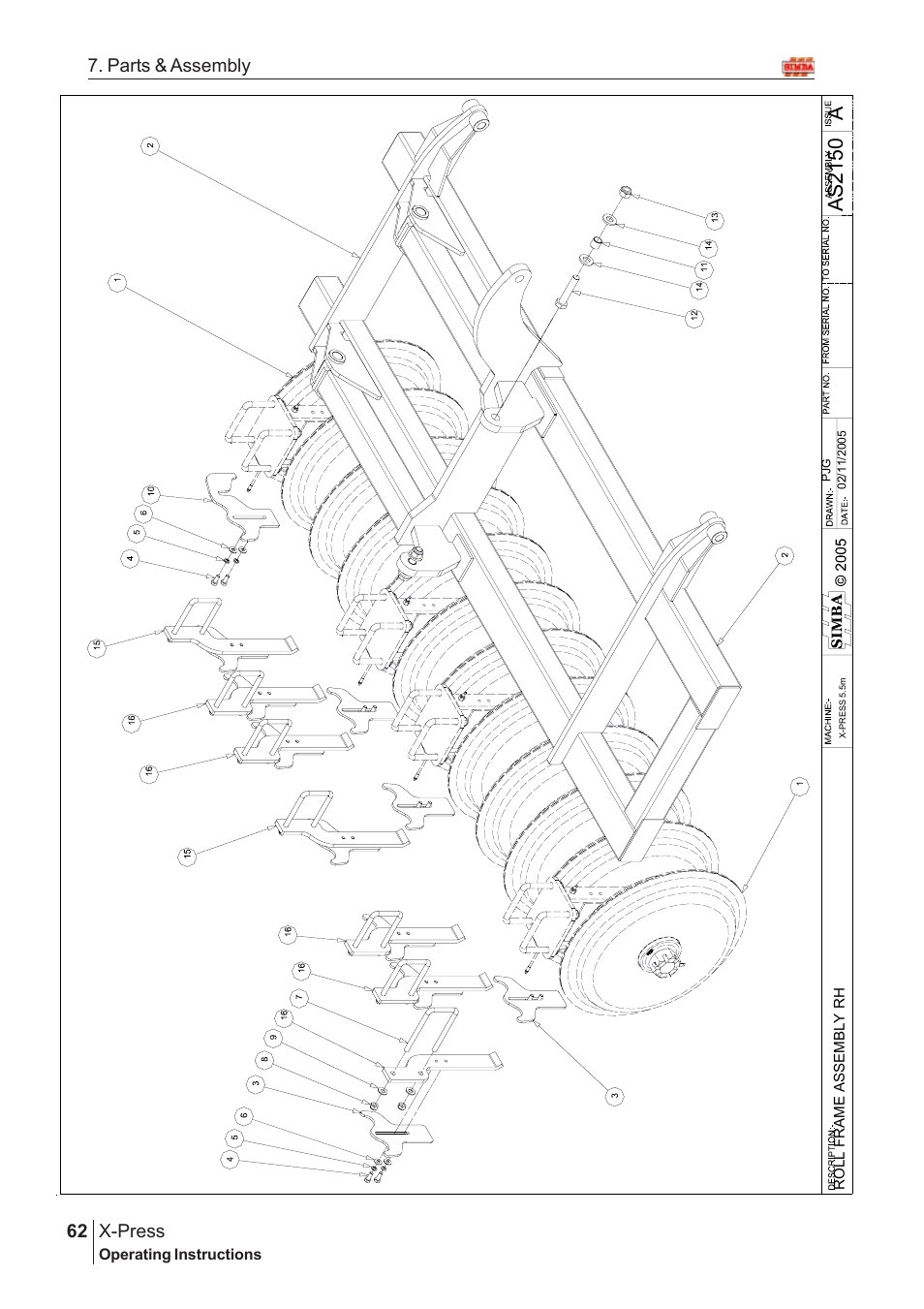 Aas2 15 0, X-press, 62 7. parts & assembly | Great Plains AS2138 Assembly Instructions User Manual | Page 24 / 68