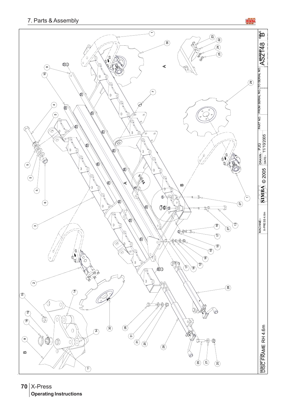 Bas2 14 8, X-press, 70 7. parts & assembly | Great Plains AS2138 Assembly Instructions User Manual | Page 32 / 68