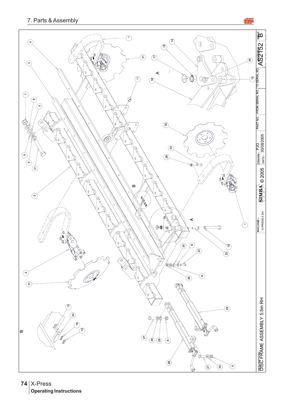 Bas2 15 2, X-press, 74 7. parts & assembly | Great Plains AS2138 Assembly Instructions User Manual | Page 36 / 68