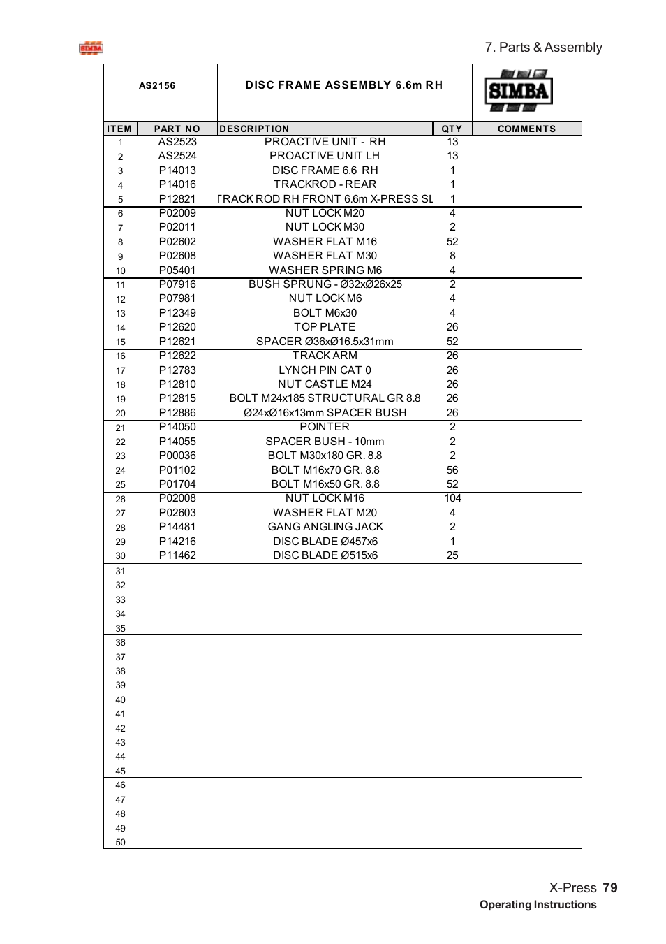 79 x-press, Parts & assembly | Great Plains AS2138 Assembly Instructions User Manual | Page 41 / 68