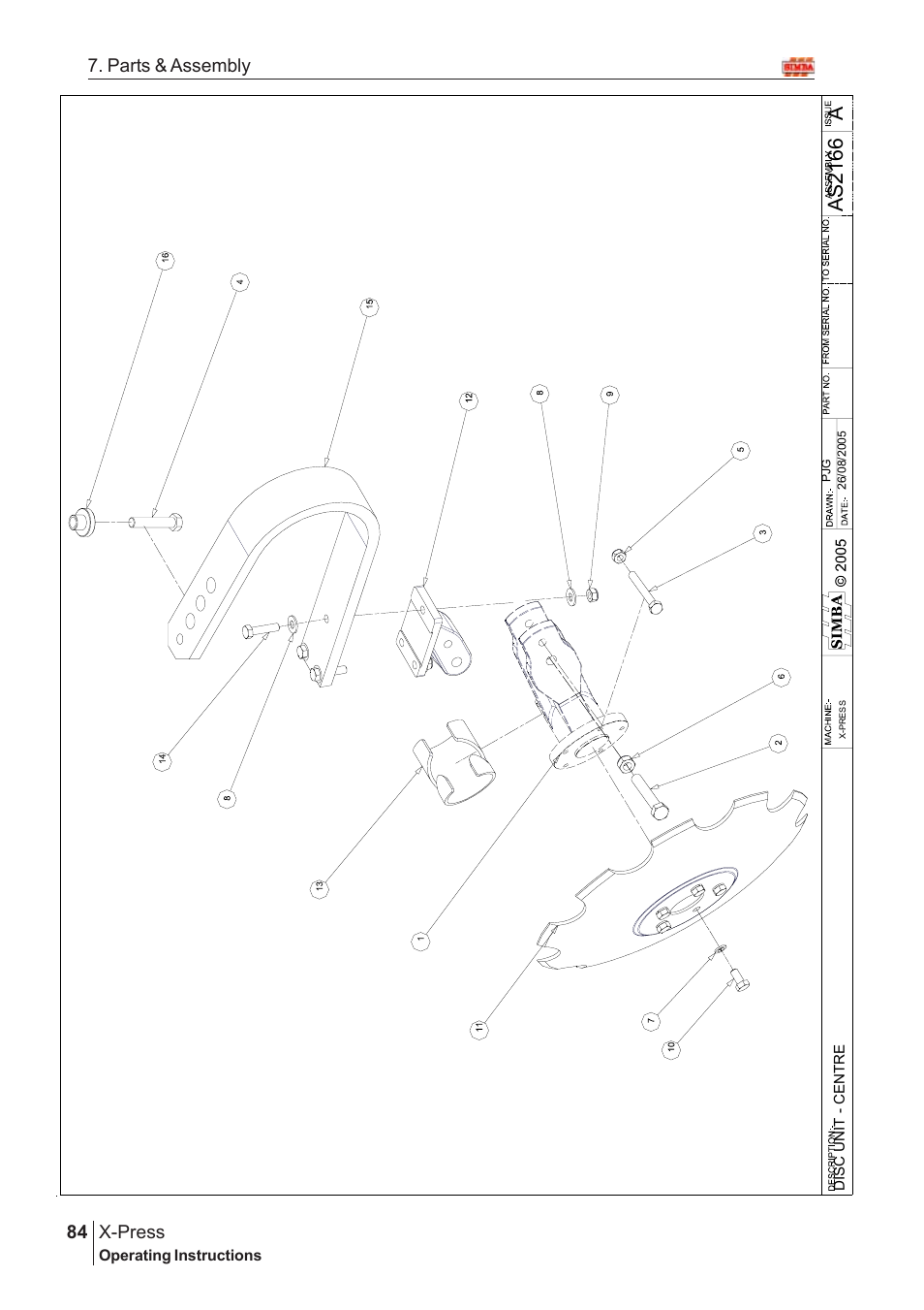 Aas2 16 6, X-press, 84 7. parts & assembly | Great Plains AS2138 Assembly Instructions User Manual | Page 46 / 68