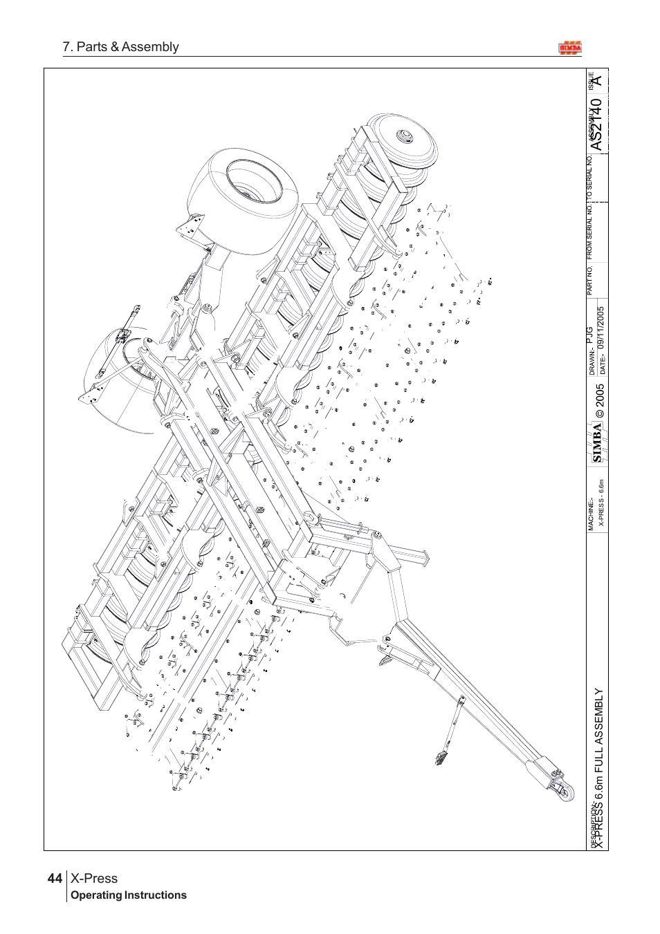 Aas2 14 0, X-press, 44 7. parts & assembly | Great Plains AS2138 Assembly Instructions User Manual | Page 6 / 68