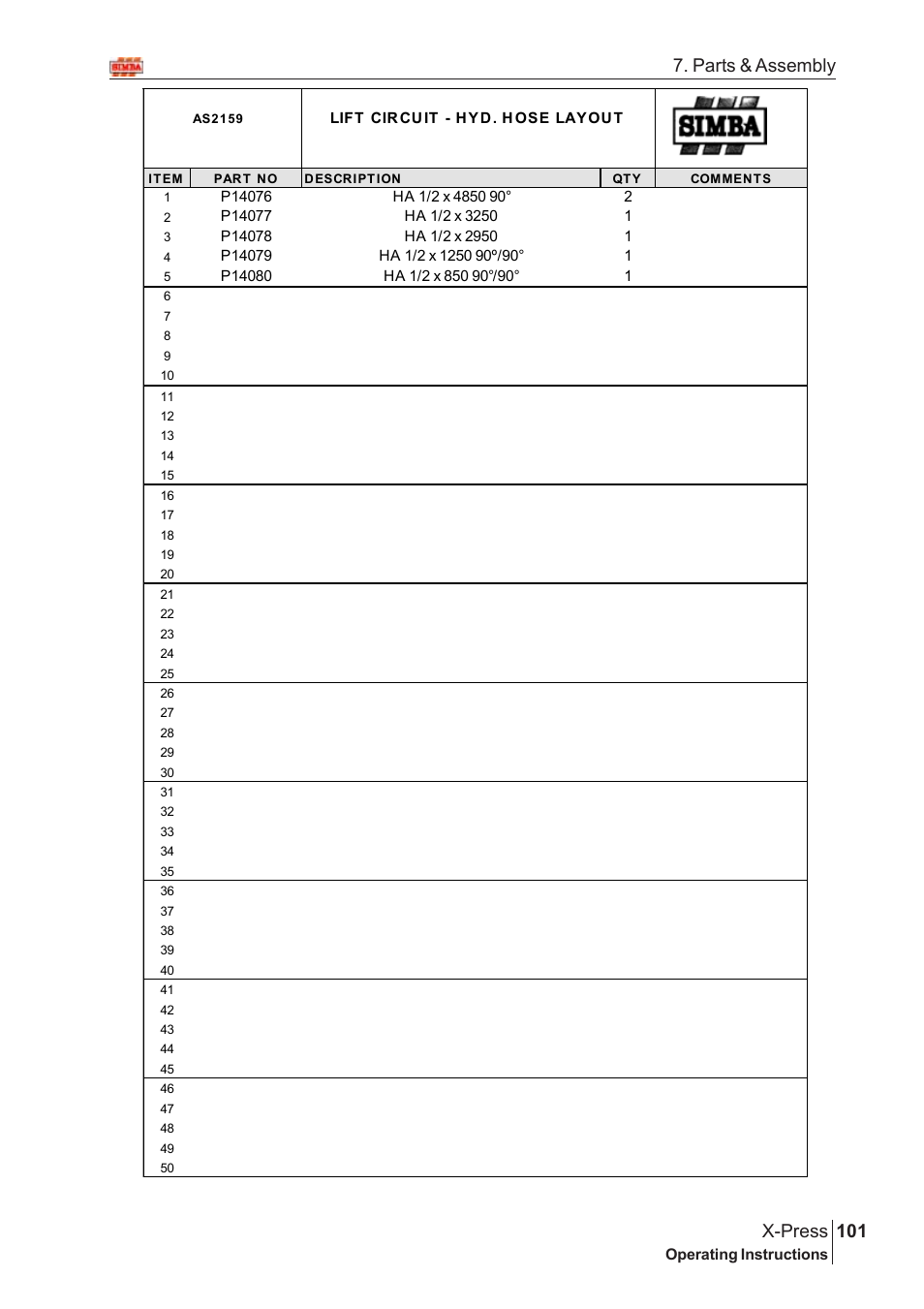 101 x-press, Parts & assembly | Great Plains AS2138 Assembly Instructions User Manual | Page 63 / 68