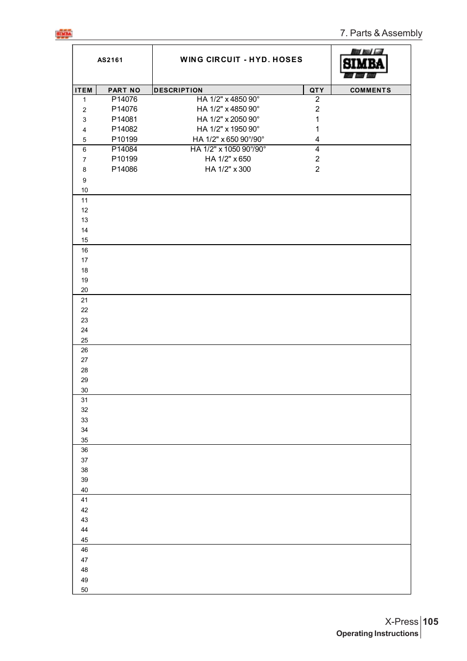 105 x-press, Parts & assembly | Great Plains AS2138 Assembly Instructions User Manual | Page 67 / 68