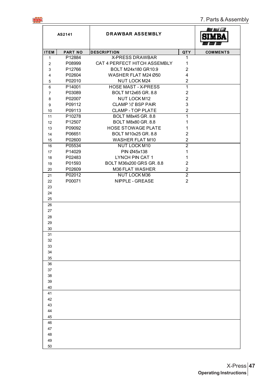 47 x-press, Parts & assembly | Great Plains AS2138 Assembly Instructions User Manual | Page 9 / 68