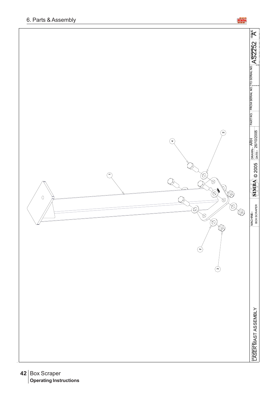 Aas 2252, Box scraper, 42 6. parts & assembly | Great Plains Box Scraper Assembly Instructions User Manual | Page 16 / 26