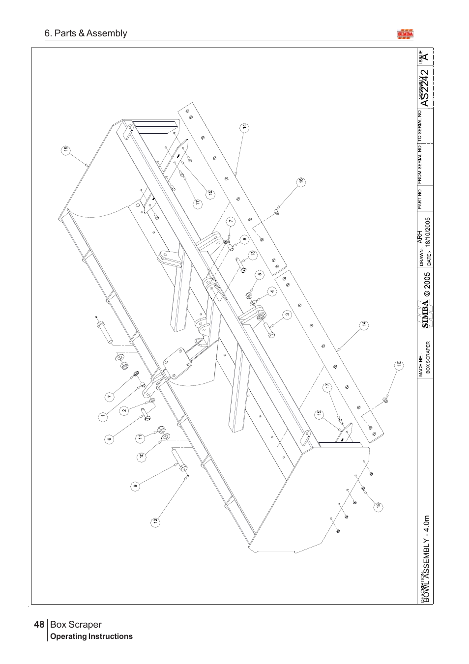 Aas22 4 2, Box scraper, 48 6. parts & assembly | Great Plains Box Scraper Assembly Instructions User Manual | Page 22 / 26