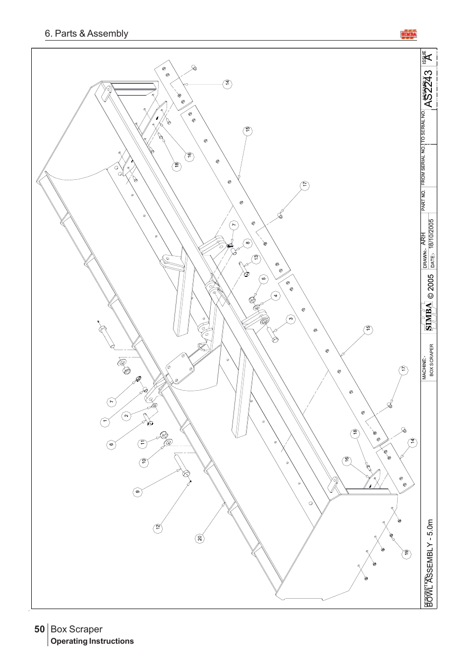 Aas22 4 3, Box scraper, 50 6. parts & assembly | Great Plains Box Scraper Assembly Instructions User Manual | Page 24 / 26