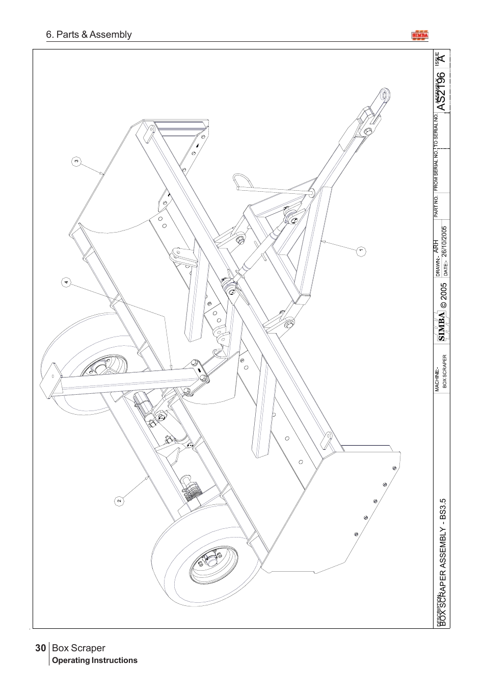 Aas 2196, Box scraper, 30 6. parts & assembly | Great Plains Box Scraper Assembly Instructions User Manual | Page 4 / 26