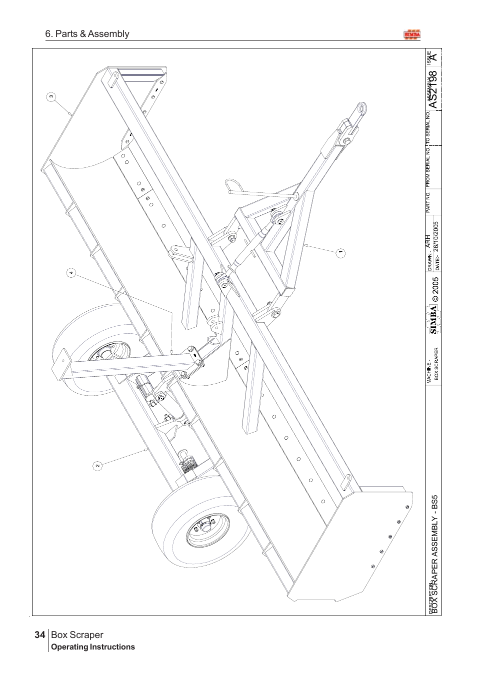 Aas 2198, Box scraper, 34 6. parts & assembly | Great Plains Box Scraper Assembly Instructions User Manual | Page 8 / 26