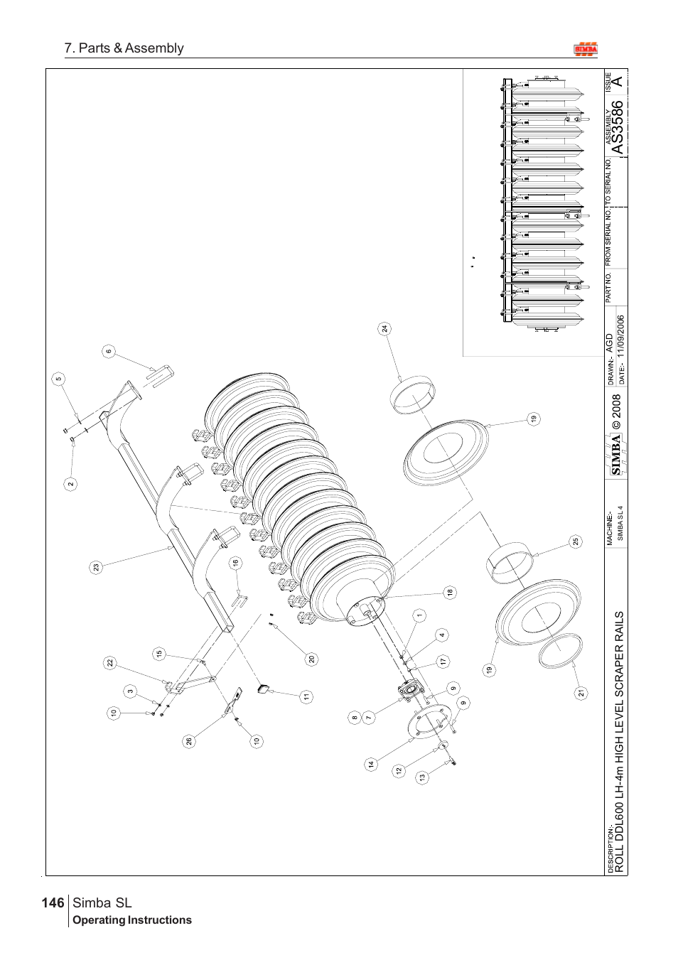 Aas 3586, Parts & assembly simba sl | Great Plains Simba SL 2009 Assembly Instructions User Manual | Page 112 / 156