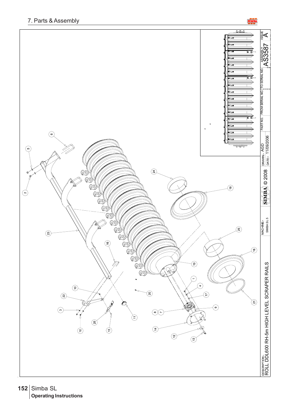 Aas 3587, Parts & assembly simba sl | Great Plains Simba SL 2009 Assembly Instructions User Manual | Page 118 / 156