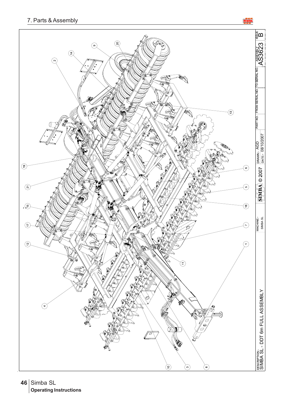 Bas3 62 3, Parts & assembly simba sl | Great Plains Simba SL 2009 Assembly Instructions User Manual | Page 12 / 156