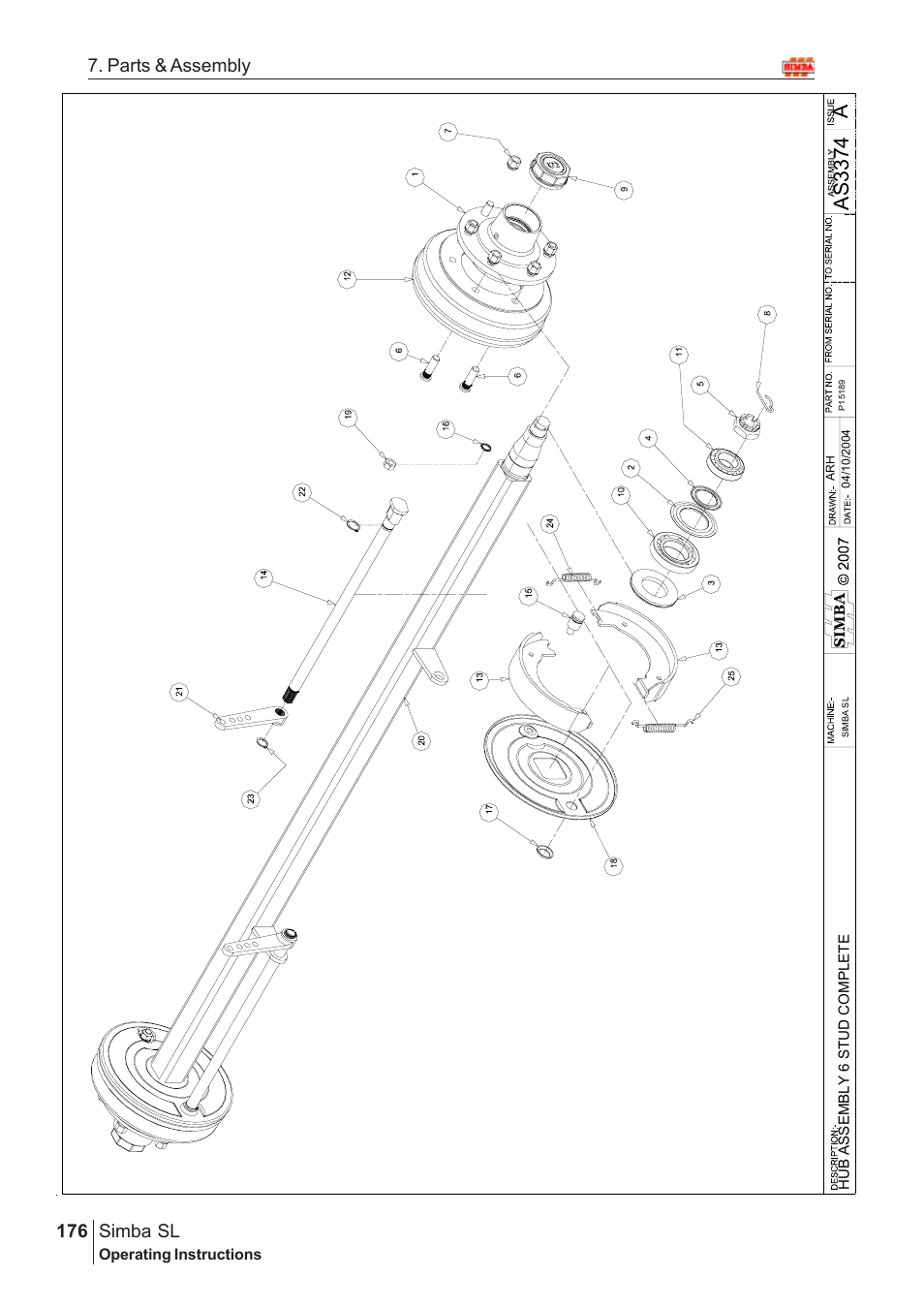Aas 3374, Parts & assembly simba sl | Great Plains Simba SL 2009 Assembly Instructions User Manual | Page 142 / 156