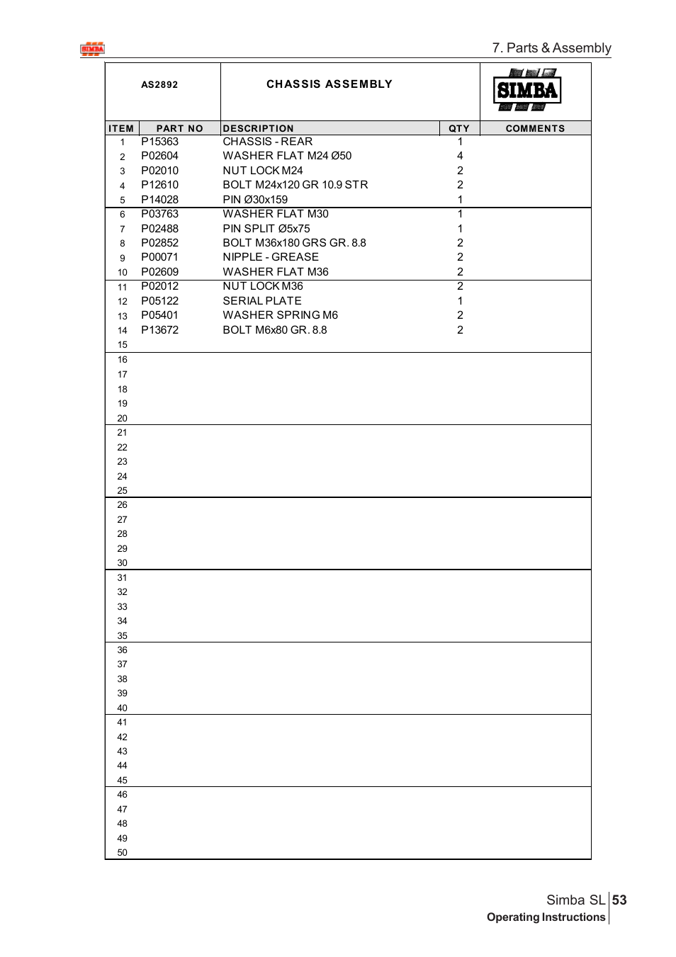 Parts & assembly 53 simba sl | Great Plains Simba SL 2009 Assembly Instructions User Manual | Page 19 / 156