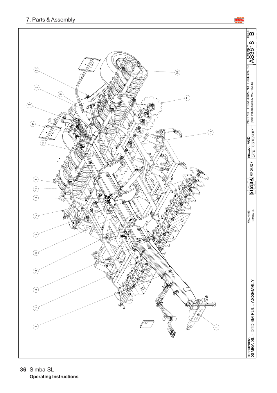 Bas3 61 8, Parts & assembly simba sl | Great Plains Simba SL 2009 Assembly Instructions User Manual | Page 2 / 156