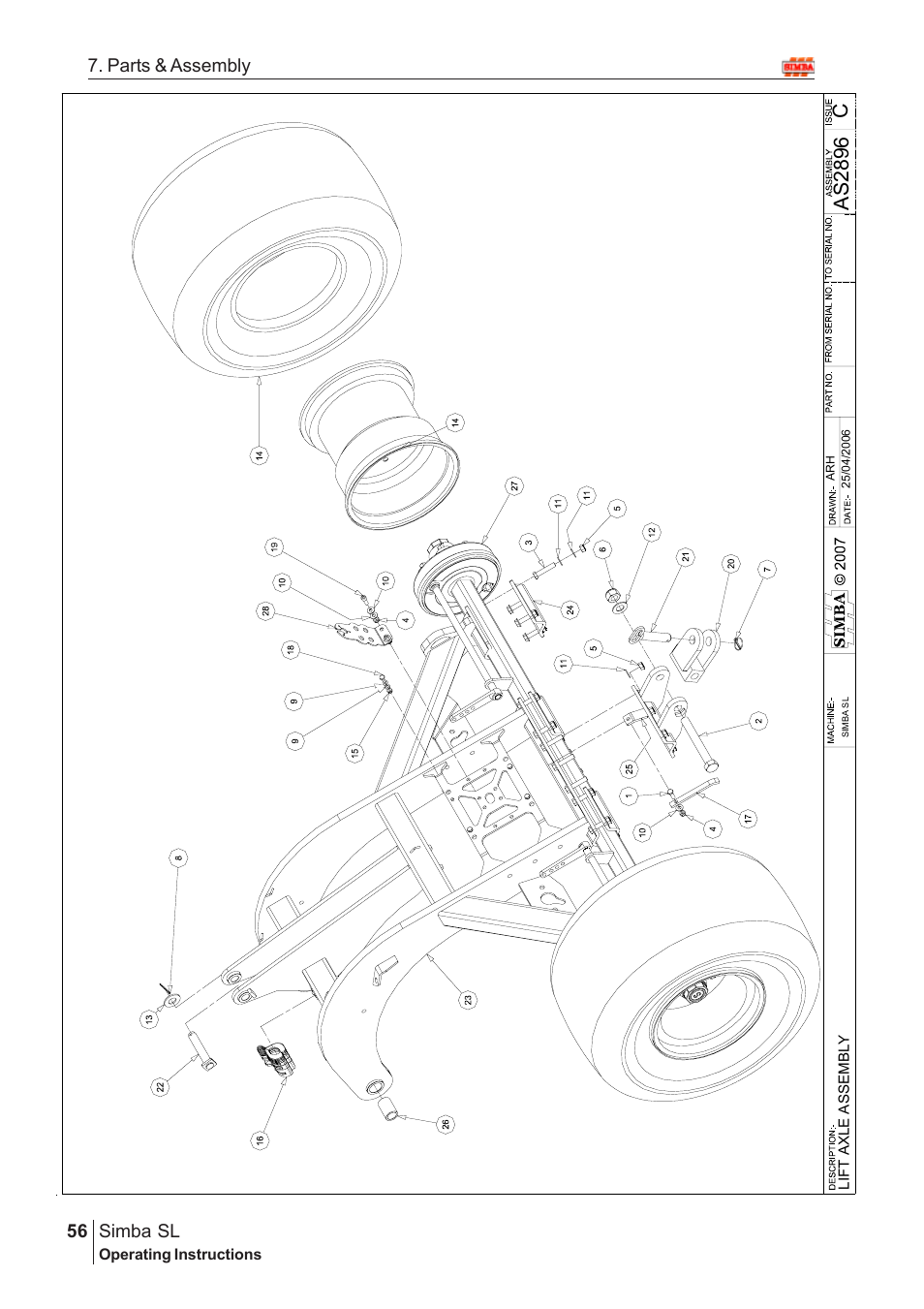 Cas 2896, Parts & assembly simba sl | Great Plains Simba SL 2009 Assembly Instructions User Manual | Page 22 / 156