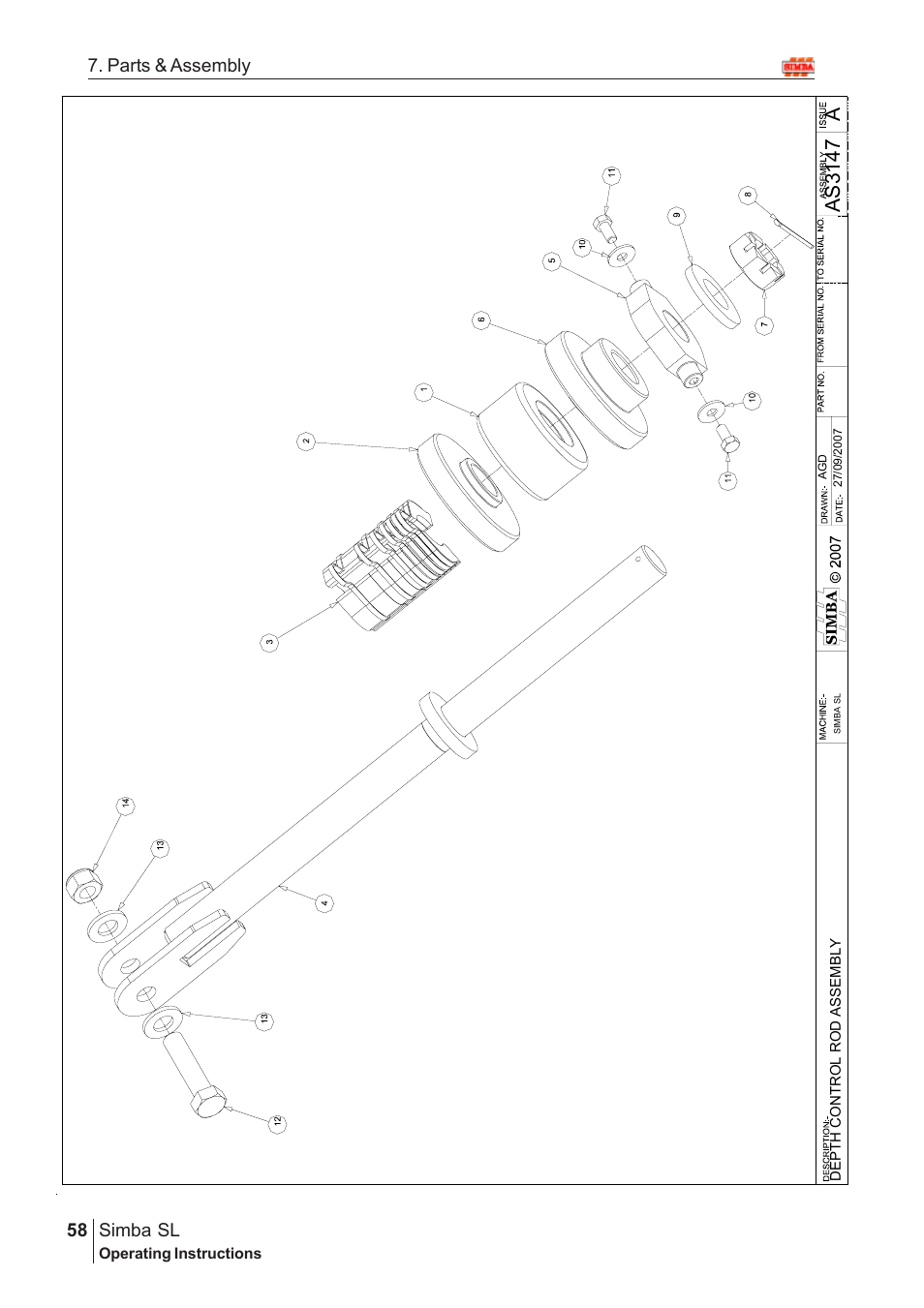 Aas 3147, Parts & assembly simba sl | Great Plains Simba SL 2009 Assembly Instructions User Manual | Page 24 / 156