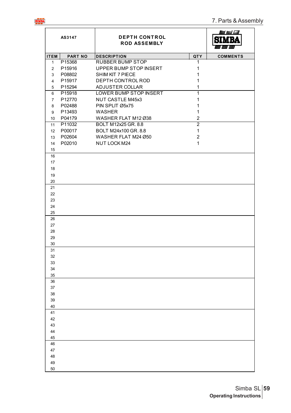 Parts & assembly 59 simba sl | Great Plains Simba SL 2009 Assembly Instructions User Manual | Page 25 / 156