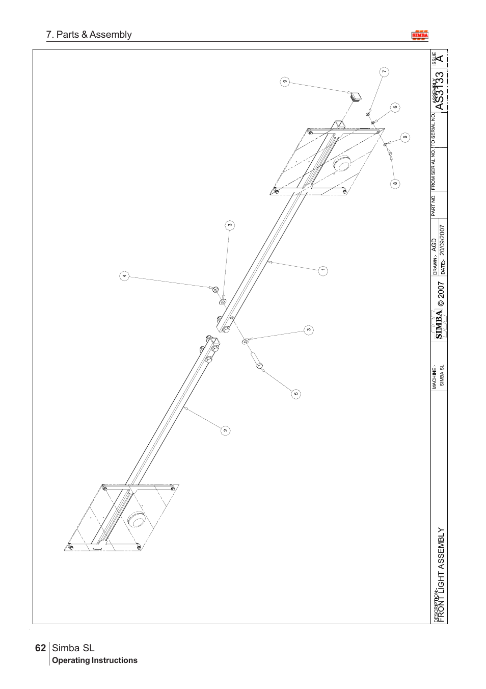 Aas3 133, Parts & assembly simba sl | Great Plains Simba SL 2009 Assembly Instructions User Manual | Page 28 / 156