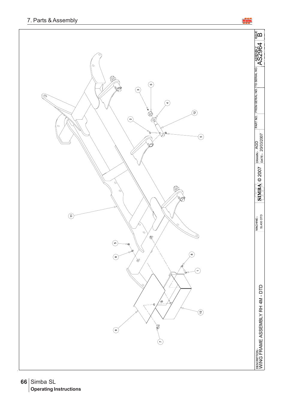 Bas2 96 4, Parts & assembly simba sl | Great Plains Simba SL 2009 Assembly Instructions User Manual | Page 32 / 156