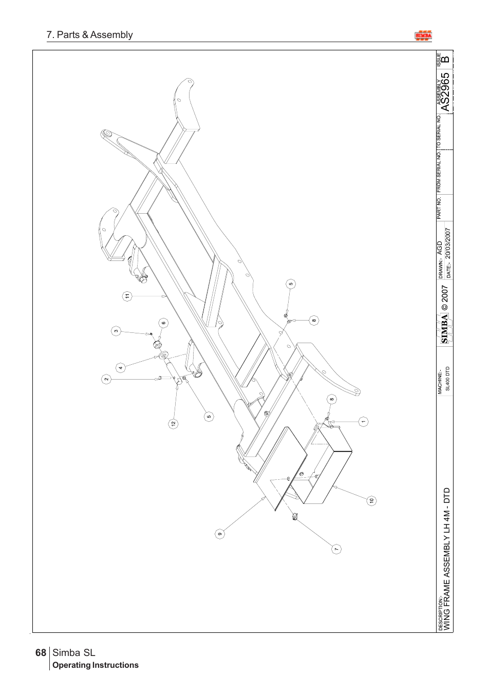 Bas2 96 5, Parts & assembly simba sl | Great Plains Simba SL 2009 Assembly Instructions User Manual | Page 34 / 156
