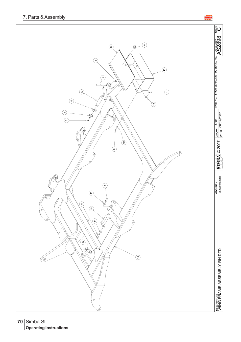 Cas2 89 8, Parts & assembly simba sl | Great Plains Simba SL 2009 Assembly Instructions User Manual | Page 36 / 156