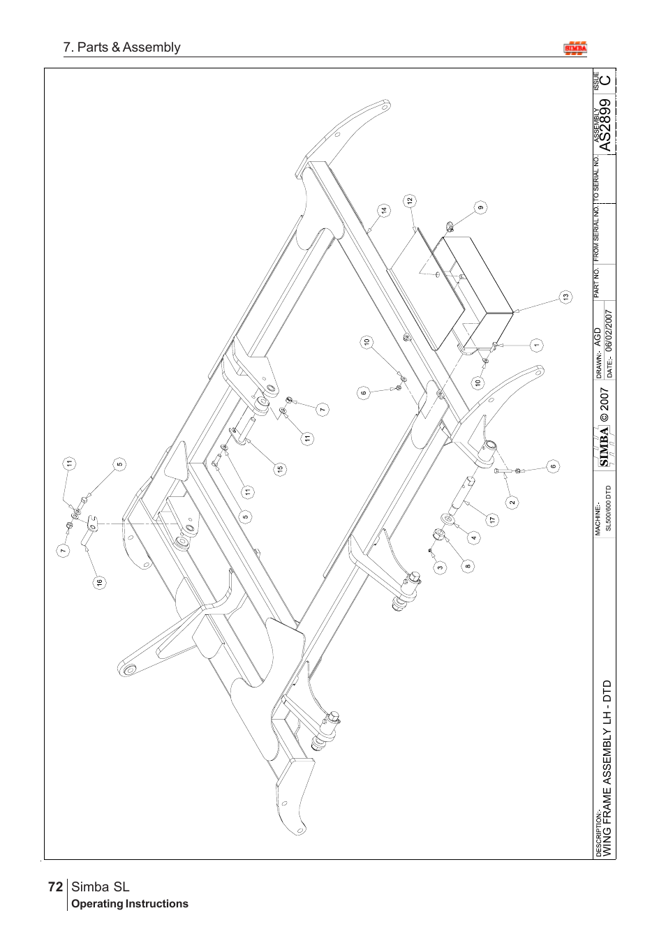 Cas2 89 9, Parts & assembly simba sl | Great Plains Simba SL 2009 Assembly Instructions User Manual | Page 38 / 156