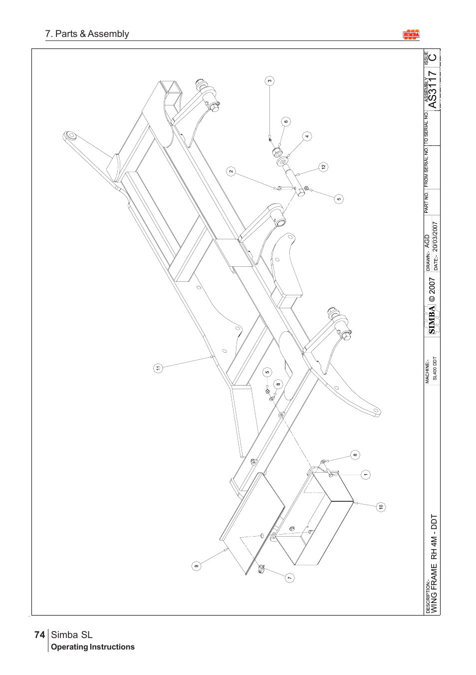 Cas3 11 7, Parts & assembly simba sl | Great Plains Simba SL 2009 Assembly Instructions User Manual | Page 40 / 156
