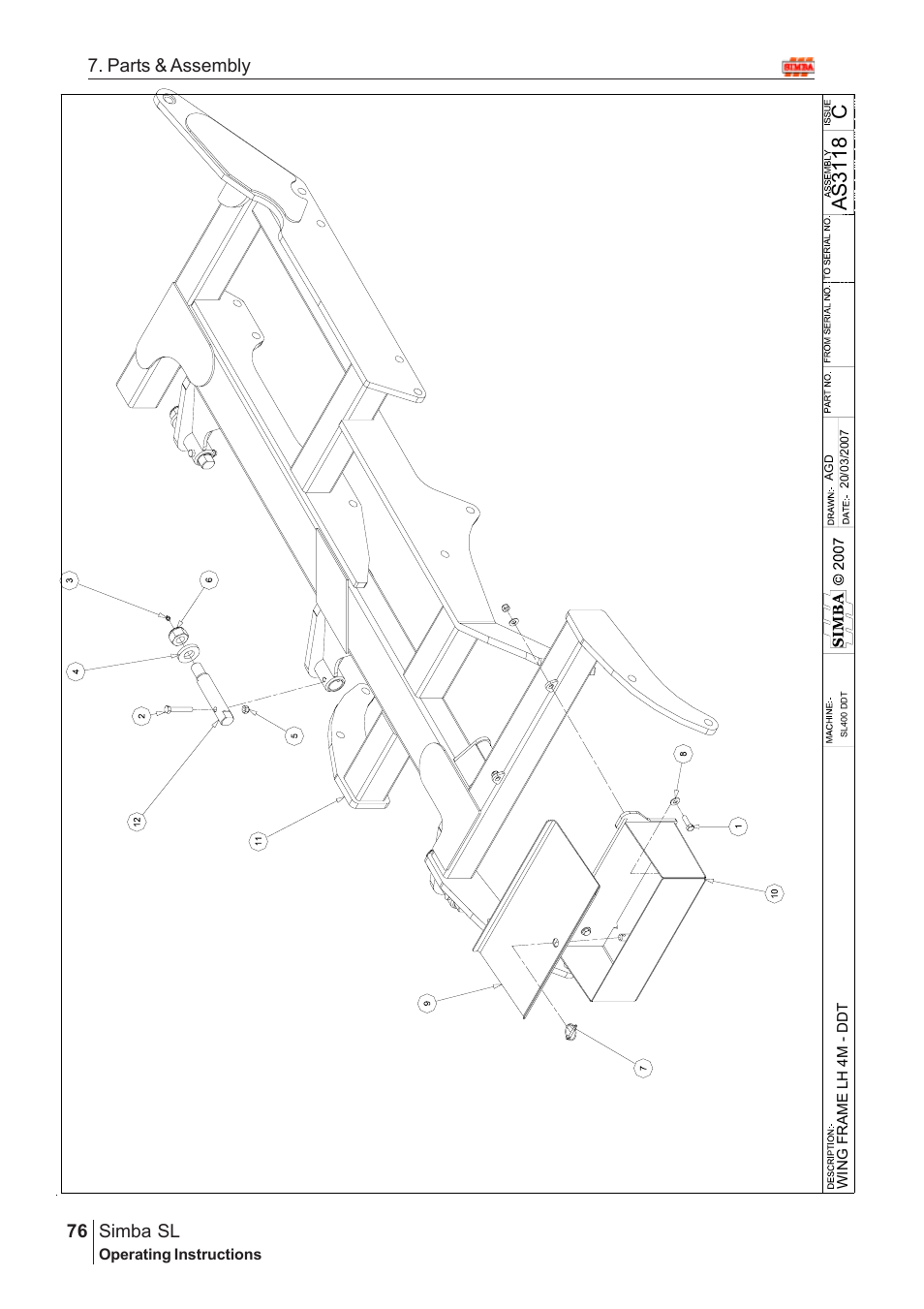 Cas3 11 8, Parts & assembly simba sl | Great Plains Simba SL 2009 Assembly Instructions User Manual | Page 42 / 156
