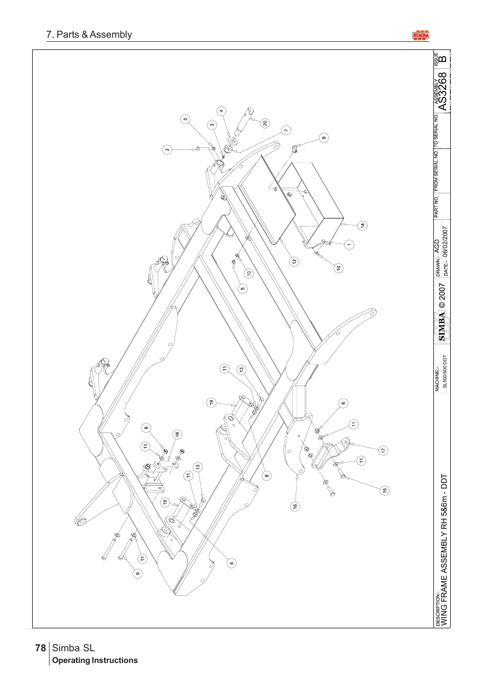 Bas3 26 8, Parts & assembly simba sl | Great Plains Simba SL 2009 Assembly Instructions User Manual | Page 44 / 156