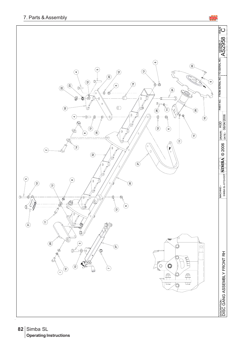 Ca s 29 58, Parts & assembly simba sl | Great Plains Simba SL 2009 Assembly Instructions User Manual | Page 48 / 156
