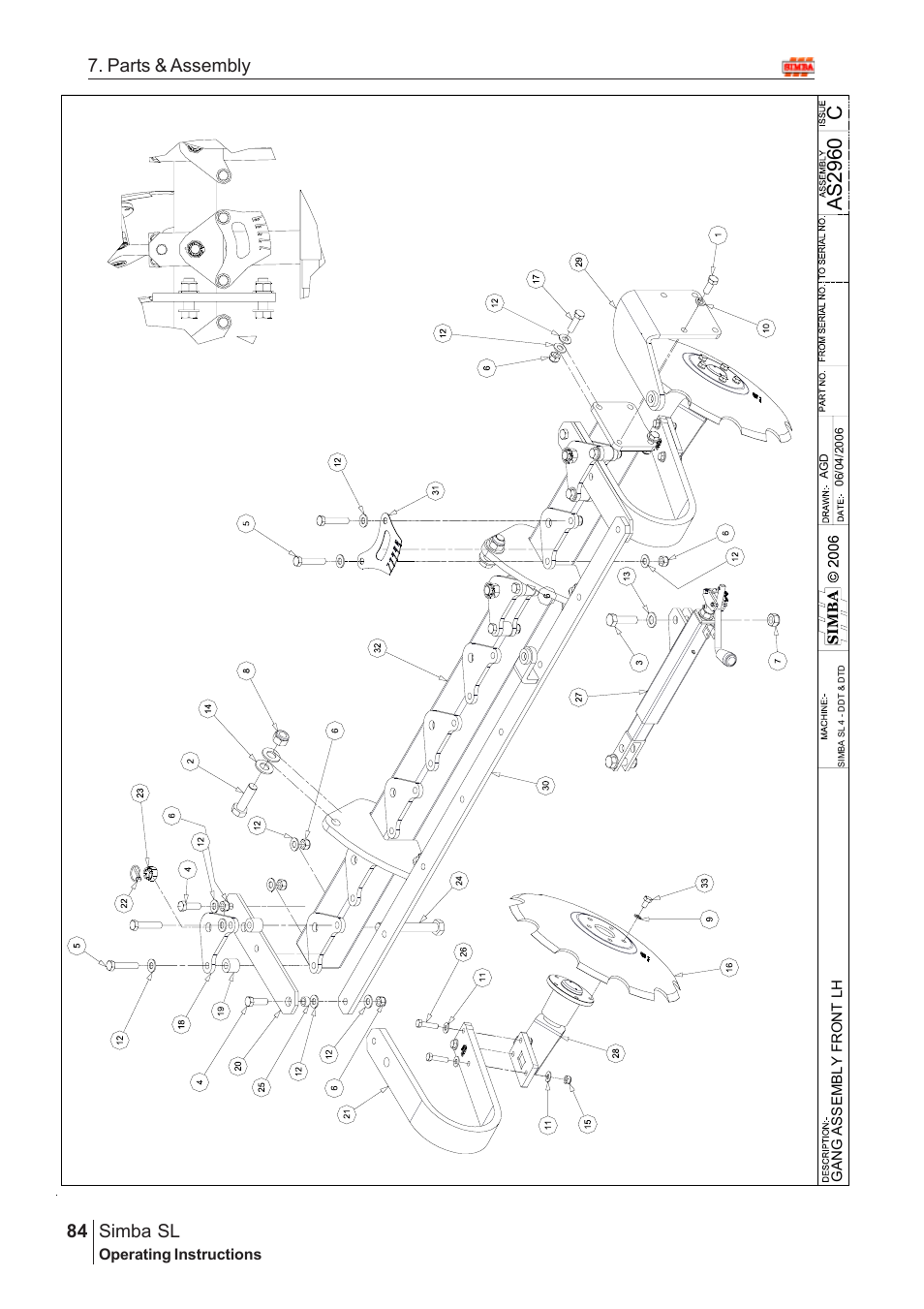 Ca s 29 60, Parts & assembly simba sl | Great Plains Simba SL 2009 Assembly Instructions User Manual | Page 50 / 156