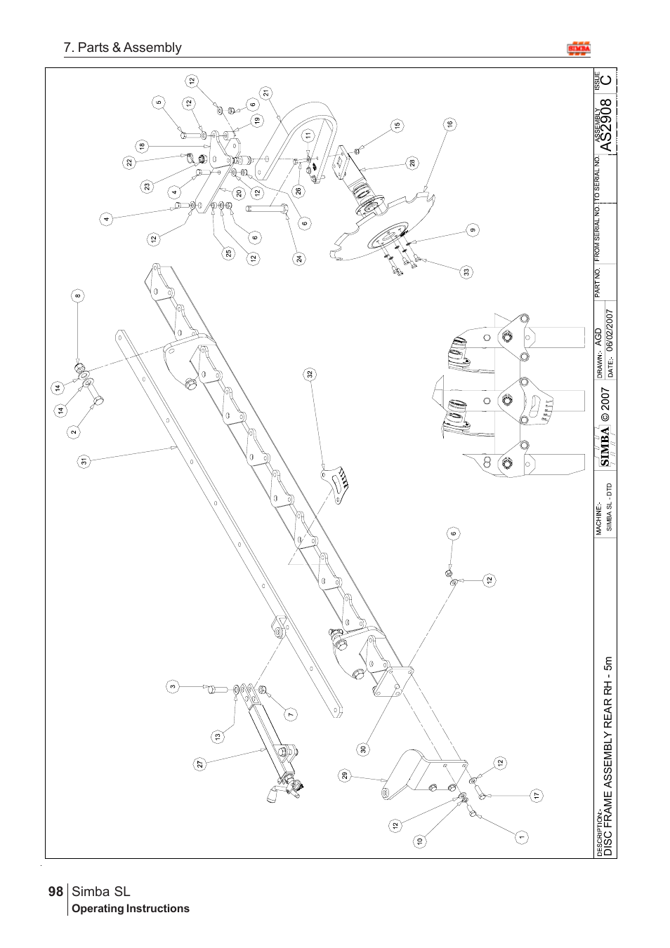 Cas2 908, Parts & assembly simba sl | Great Plains Simba SL 2009 Assembly Instructions User Manual | Page 64 / 156