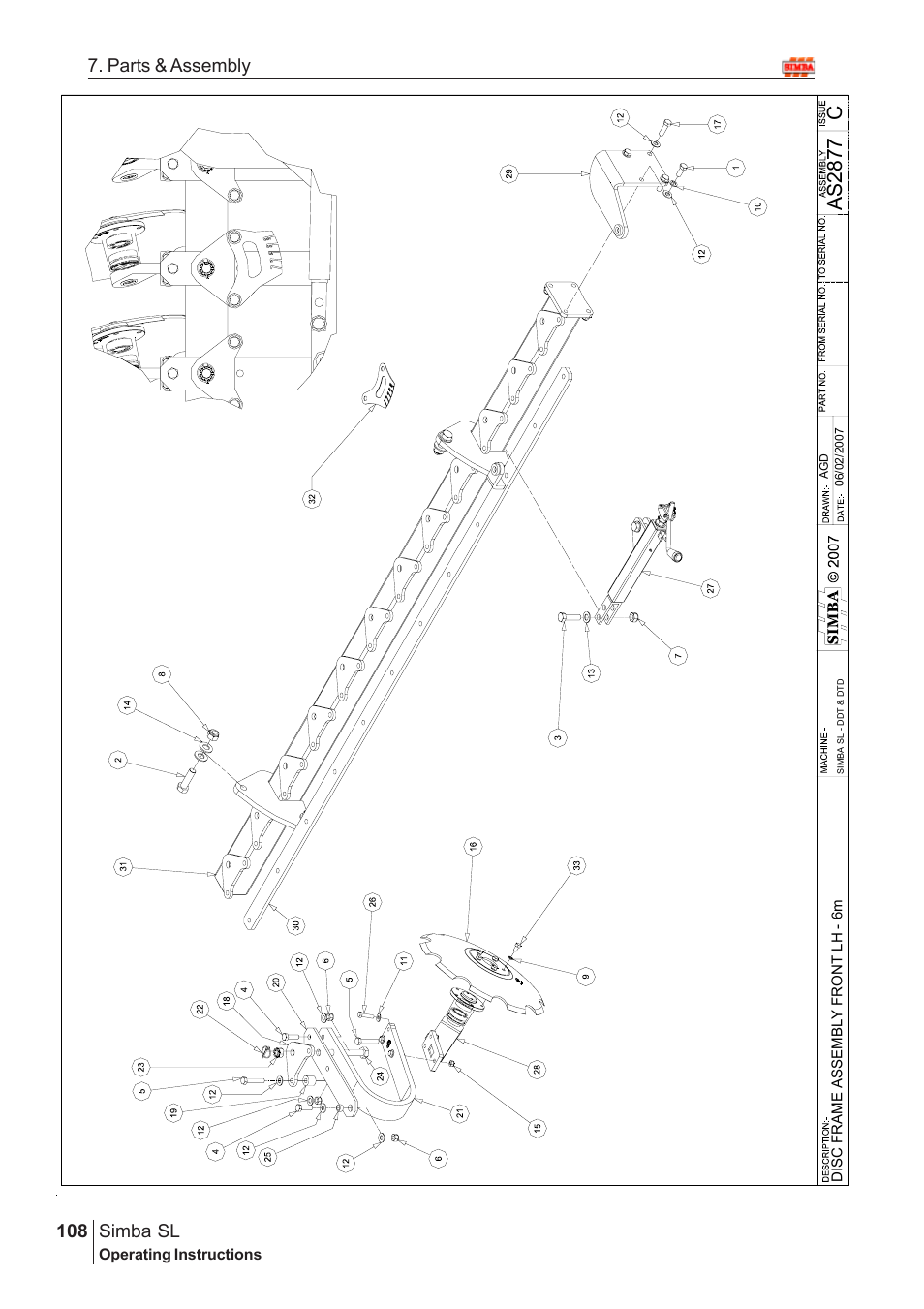 Ca s 28 77, Parts & assembly simba sl | Great Plains Simba SL 2009 Assembly Instructions User Manual | Page 74 / 156