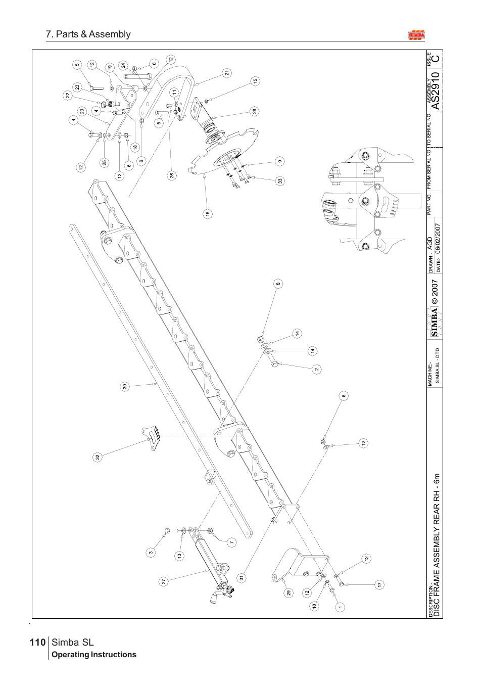 Ca s 29 10, Parts & assembly simba sl | Great Plains Simba SL 2009 Assembly Instructions User Manual | Page 76 / 156