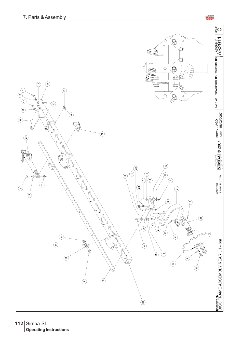 Ca s 29 11, Parts & assembly simba sl | Great Plains Simba SL 2009 Assembly Instructions User Manual | Page 78 / 156