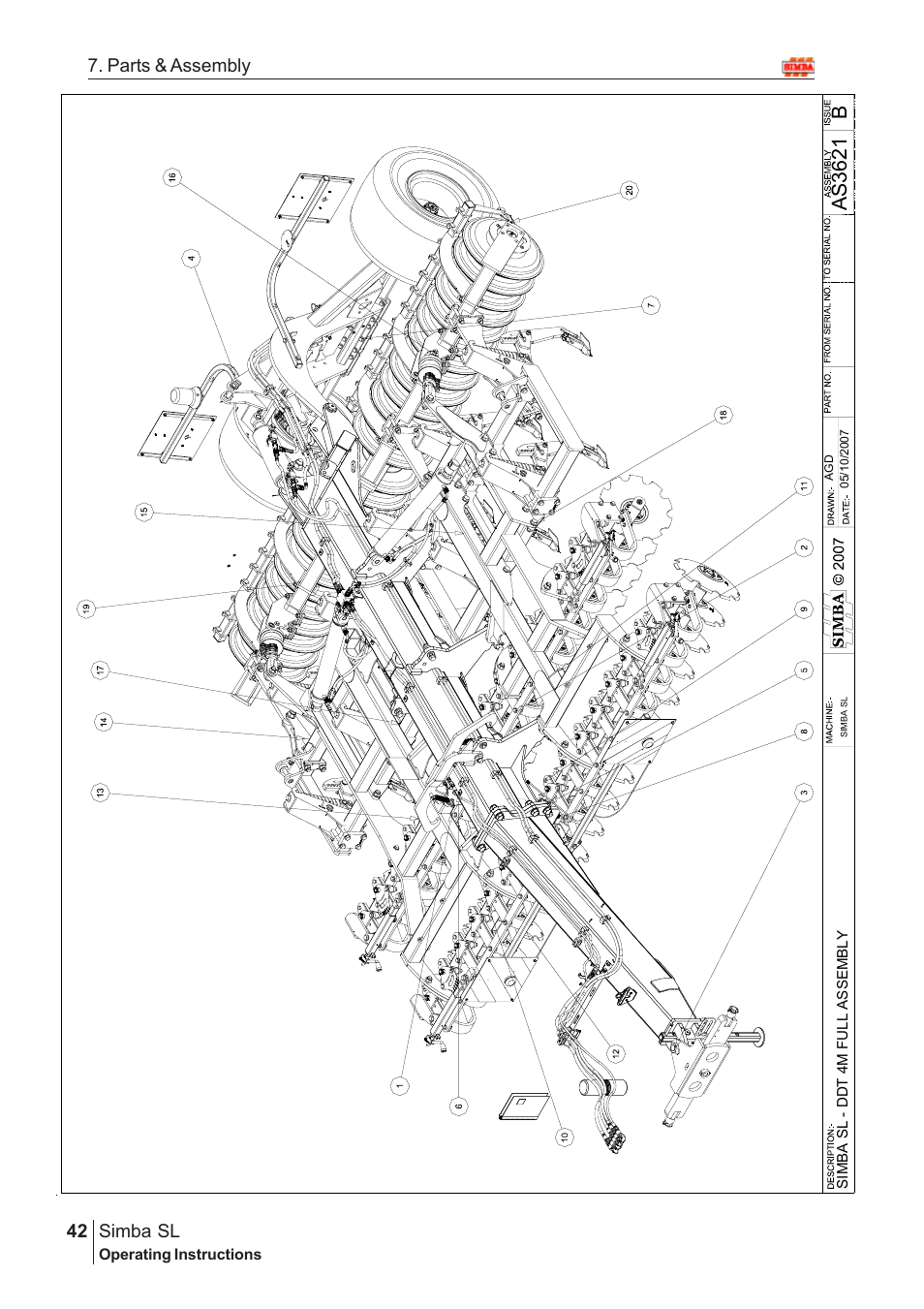 Bas3 62 1, Parts & assembly simba sl | Great Plains Simba SL 2009 Assembly Instructions User Manual | Page 8 / 156