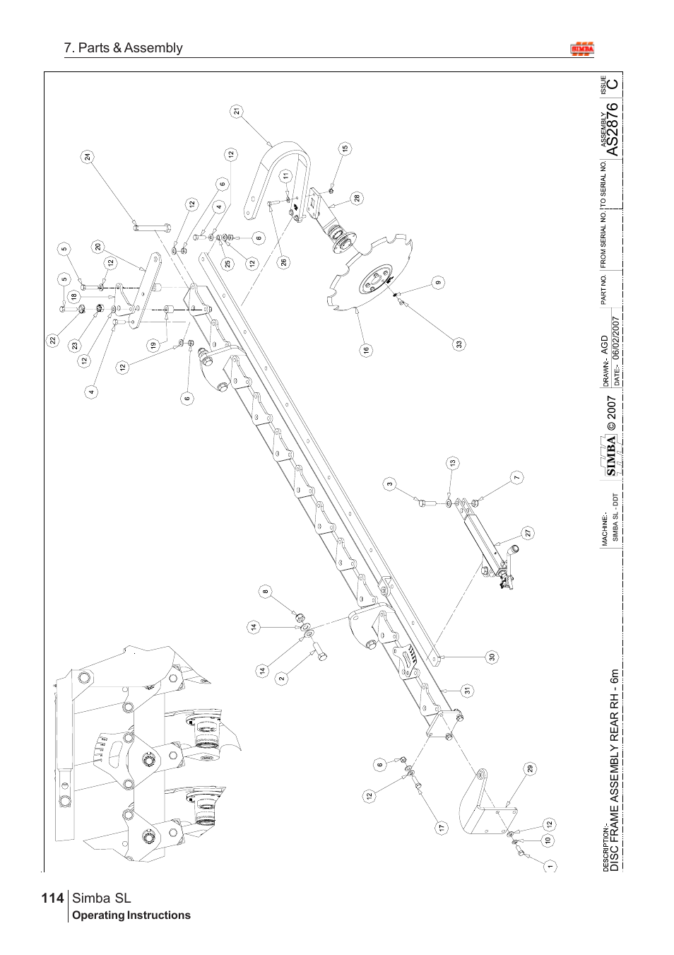 Cas 2876, Parts & assembly simba sl | Great Plains Simba SL 2009 Assembly Instructions User Manual | Page 80 / 156