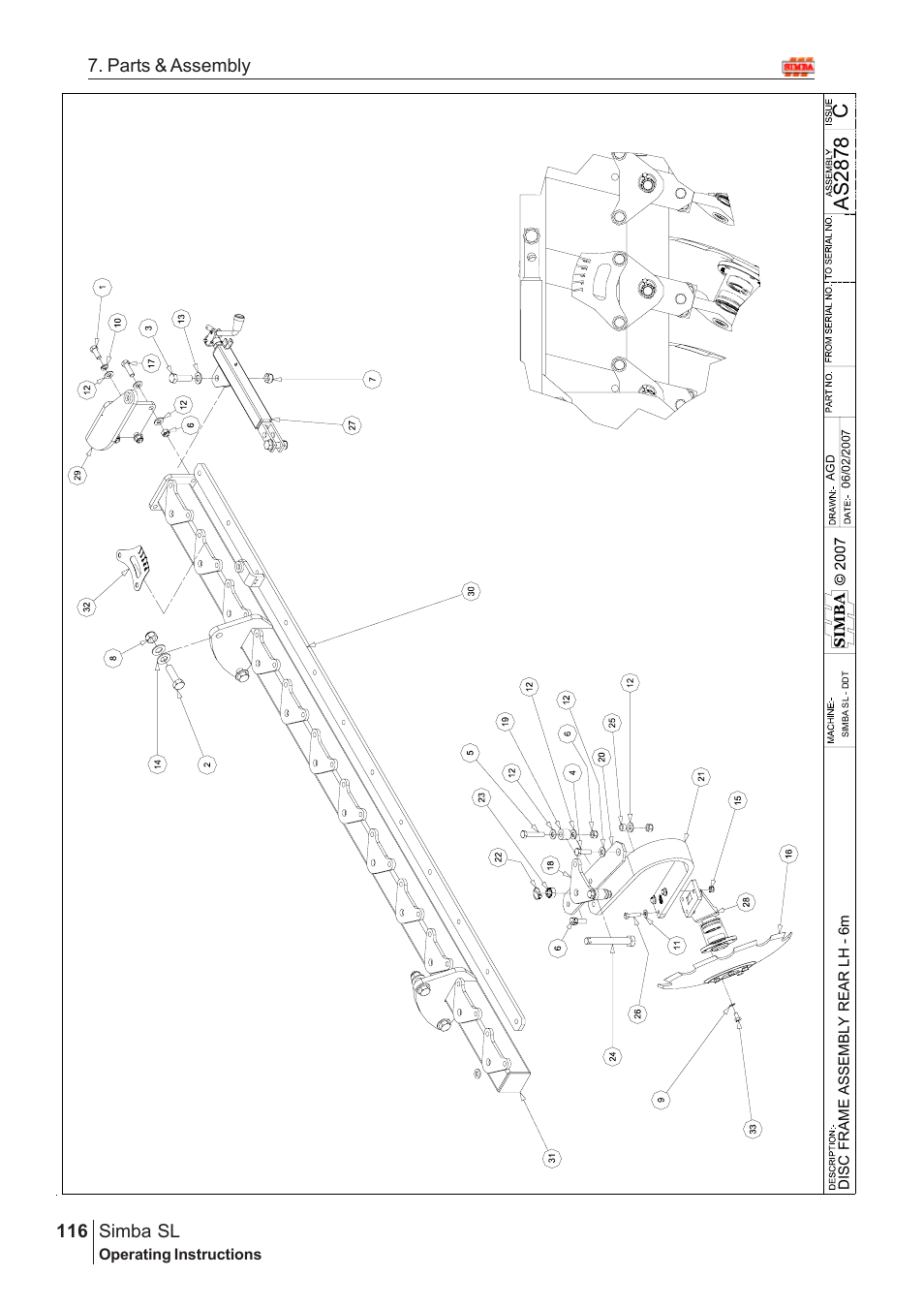Cas 2878, Parts & assembly simba sl | Great Plains Simba SL 2009 Assembly Instructions User Manual | Page 82 / 156