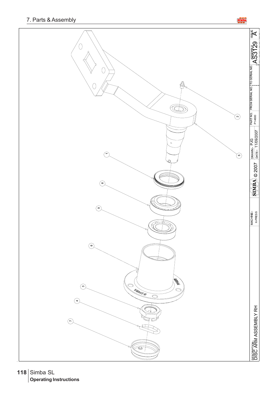 Aas 3129, Parts & assembly simba sl | Great Plains Simba SL 2009 Assembly Instructions User Manual | Page 84 / 156
